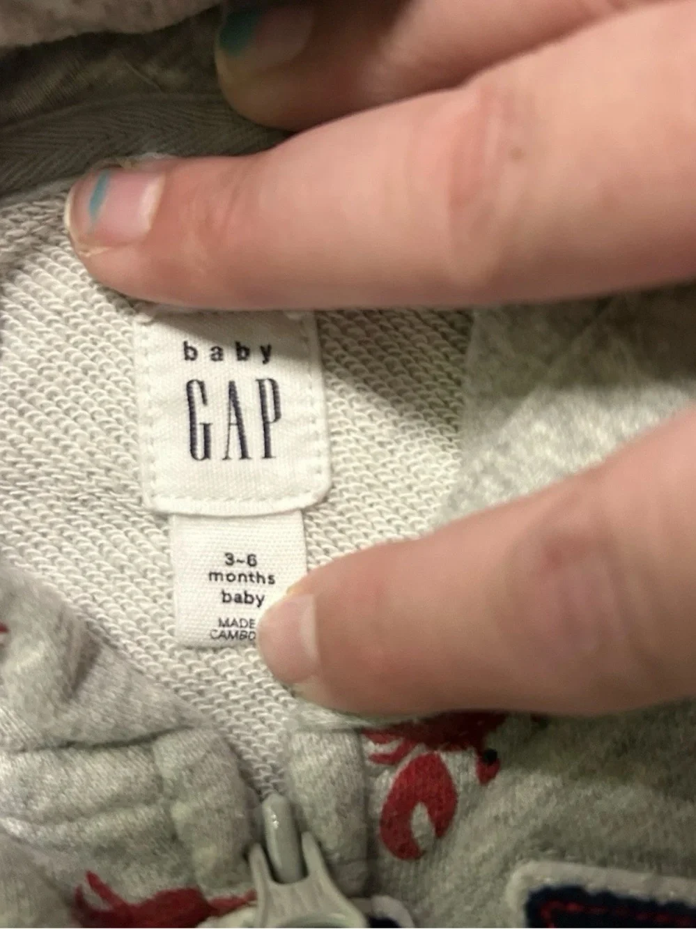 Baby Gap Matching Set Full Zip Hoodie Shorts Crabs Summer Size 3-6 Months